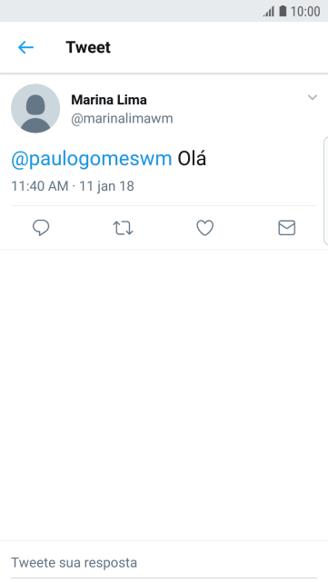 Pressione o ícone de responder. Pressione o ícone de responder.