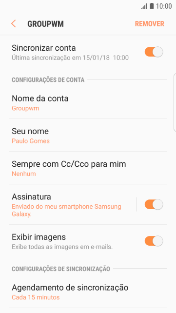 Pressione Nome da conta. Pressione Nome da conta.