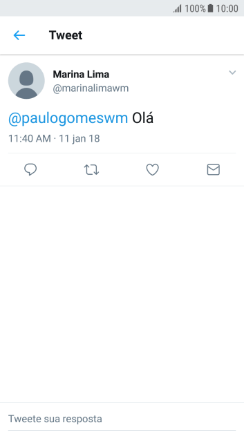 Pressione o ícone de responder. Pressione o ícone de responder.