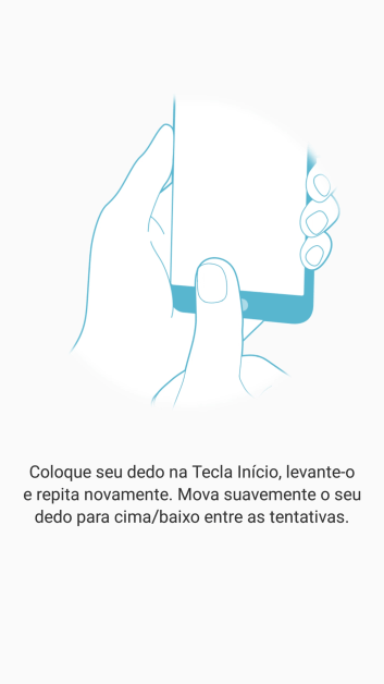 Siga as instruções na tela para configurar o código de bloqueio do celular com impressão digital. Siga as instruções na tela para configurar o código de bloqueio do celular com impressão digital.