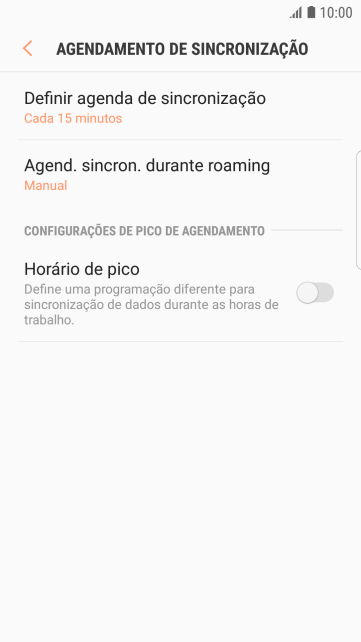 Pressione Definir agenda de sincronização. Pressione Definir agenda de sincronização.
