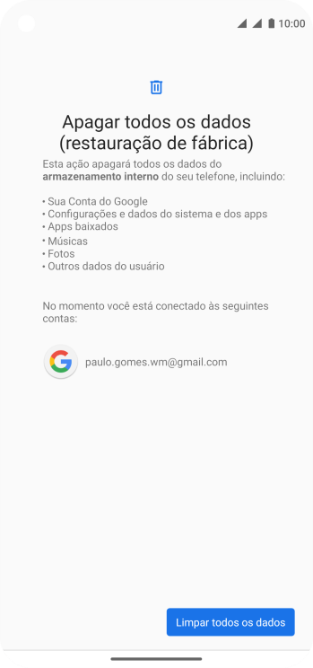 Pressione Limpar todos os dados. Pressione Limpar todos os dados.