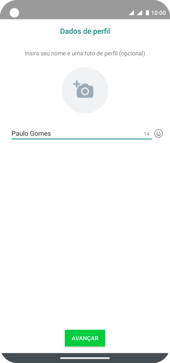 Digite o nome do usuário, e pressione AVANÇAR. Digite o nome do usuário, e pressione AVANÇAR.