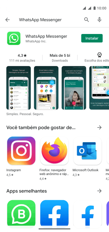 Pressione WhatsApp Messenger. Pressione WhatsApp Messenger.