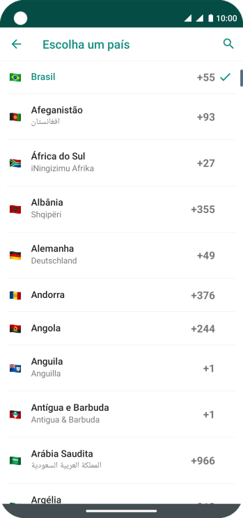 Pressione o país desejado. Pressione o país desejado.
