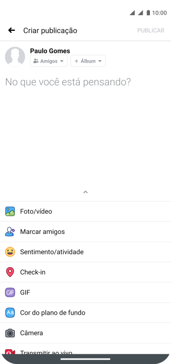 Pressione o campo de escrever, e digite a atualização desejada. Pressione o campo de escrever, e digite a atualização desejada.