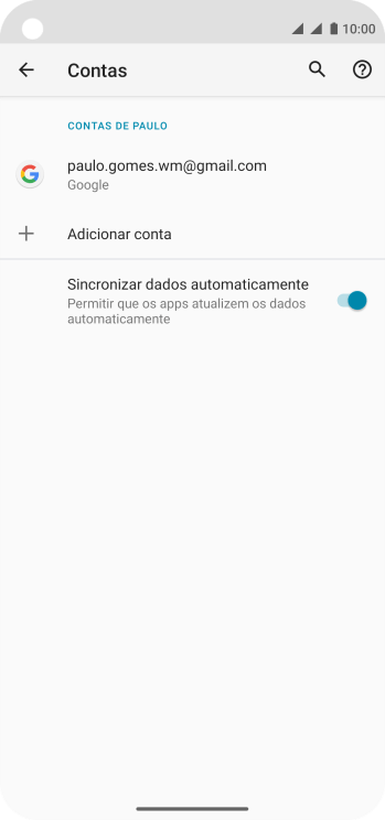 Pressione Adicionar conta. Pressione Adicionar conta.
