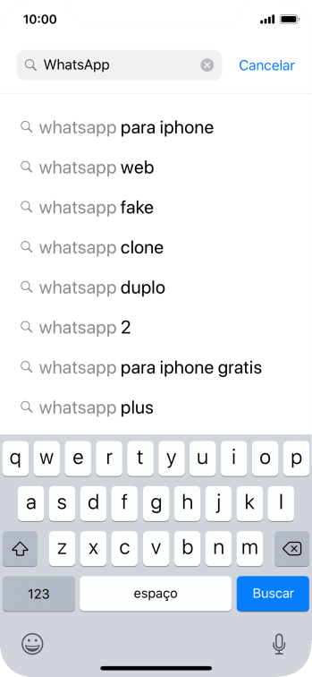 Digite WhatsApp, e pressione Buscar. Digite WhatsApp, e pressione Buscar.