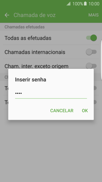 Digite sua senha de bloqueio, e pressione OK. Digite sua senha de bloqueio, e pressione OK.