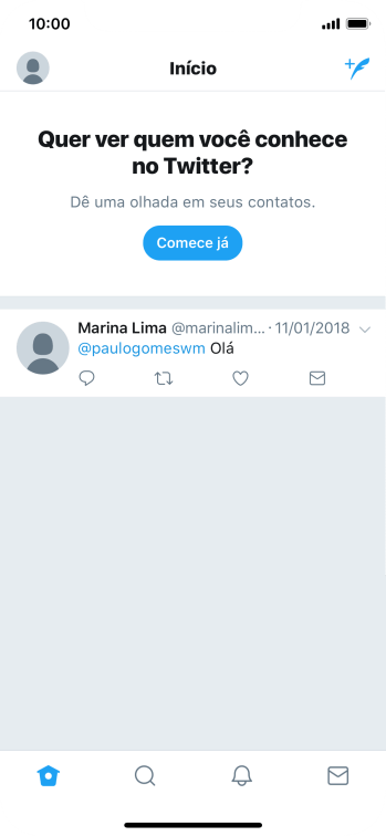 Pressione o ícone de novo tweet. Pressione o ícone de novo tweet.
