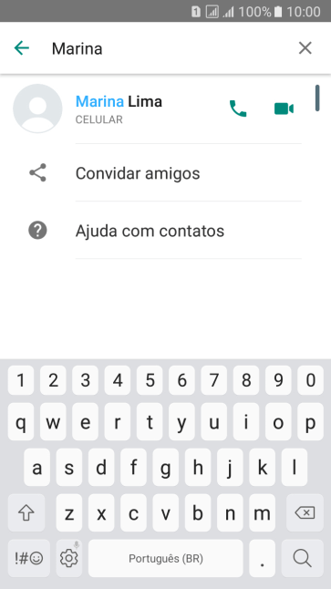 Pressione o ícone de chamada de voz para realizar uma chamada de voz para o contato. Pressione o ícone de chamada de voz para realizar uma chamada de voz para o contato.