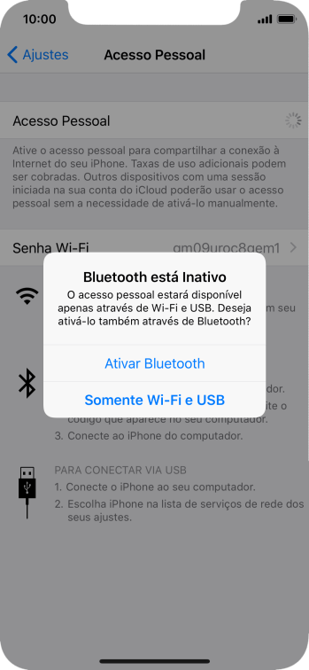 Se o Wi-Fi estiver ativado você deve pressionar Somente Wi-Fi e USB. Se o Wi-Fi estiver ativado você deve pressionar Somente Wi-Fi e USB.