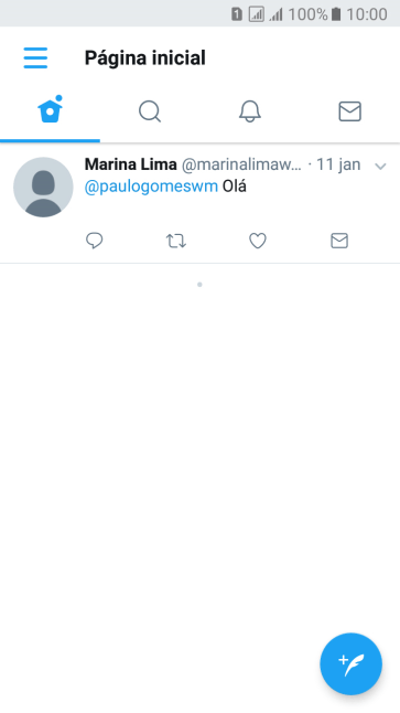 Pressione o ícone de novo tweet. Pressione o ícone de novo tweet.