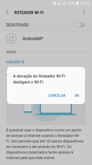 Se o Wi-Fi estiver ativado você deve pressionar OK. Se o Wi-Fi estiver ativado você deve pressionar OK.