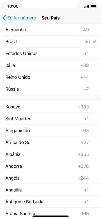 Pressione o país desejado. Pressione o país desejado.