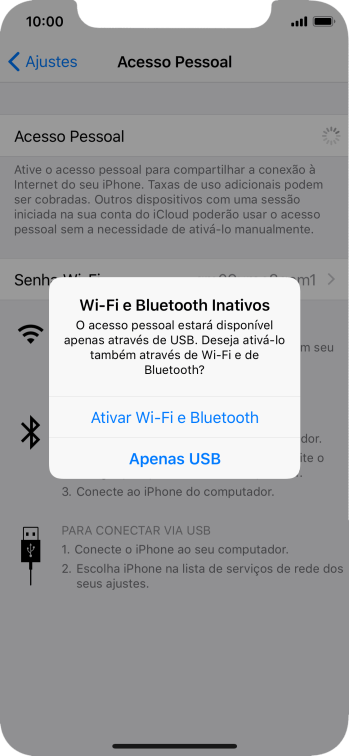 Se o Wi-Fi estiver desativado, você deve pressionar Ativar Wi-Fi e Bluetooth. Se o Wi-Fi estiver desativado, você deve pressionar Ativar Wi-Fi e Bluetooth.