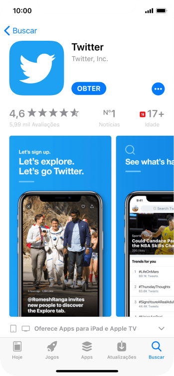 Pressione OBTER, e siga as indicações da tela para instalar o app. Pressione OBTER, e siga as indicações da tela para instalar o app.