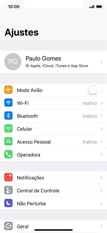 Pressione seu ID Apple. Pressione seu ID Apple.