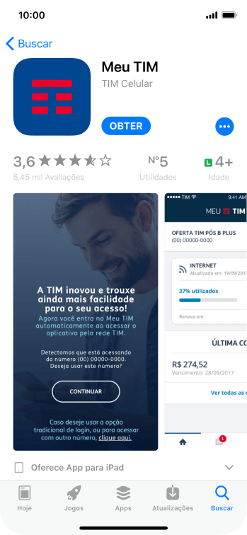 Pressione OBTER, e siga as indicações da tela para instalar o app. Pressione OBTER, e siga as indicações da tela para instalar o app.