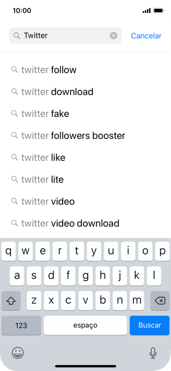 Digite Twitter, e pressione Buscar. Digite Twitter, e pressione Buscar.
