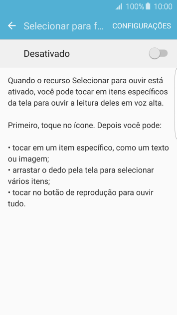 Pressione o indicador para ativar a função. Pressione o indicador para ativar a função.