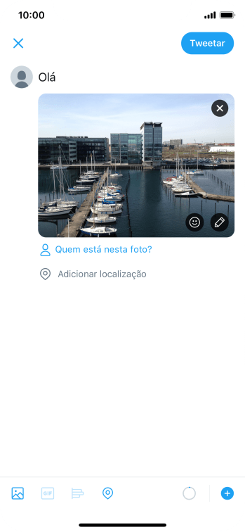 Digite o texto desejado, e pressione Tweetar. Digite o texto desejado, e pressione Tweetar.