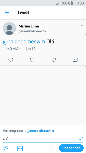 Escreva a resposta desejada, e pressione Responder. Escreva a resposta desejada, e pressione Responder.