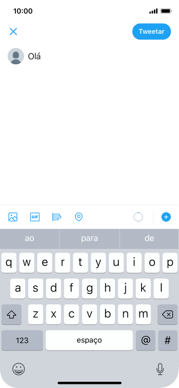 Digite o texto desejado, e pressione Tweetar. Digite o texto desejado, e pressione Tweetar.