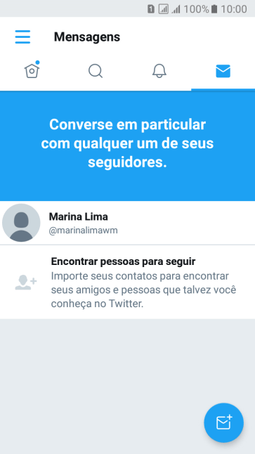 Pressione o ícone de nova mensagem. Pressione o ícone de nova mensagem.