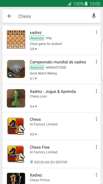 Pressione o app desejado. Pressione o app desejado.