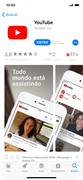Pressione OBTER, e siga as indicações da tela para instalar o app. Pressione OBTER, e siga as indicações da tela para instalar o app.