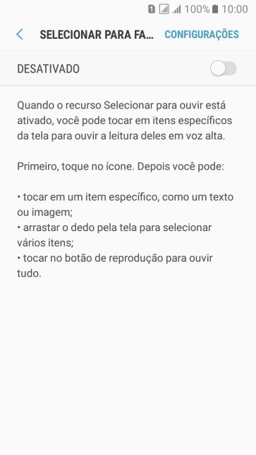 Pressione o indicador para ativar a função. Pressione o indicador para ativar a função.
