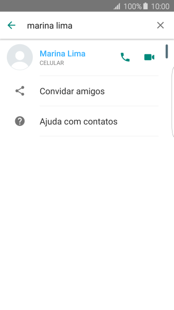 Pressione o ícone de chamada de voz para realizar uma chamada de voz para o contato. Pressione o ícone de chamada de voz para realizar uma chamada de voz para o contato.