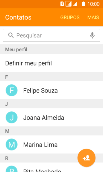 Pressione o ícone de novo contato. Pressione o ícone de novo contato.