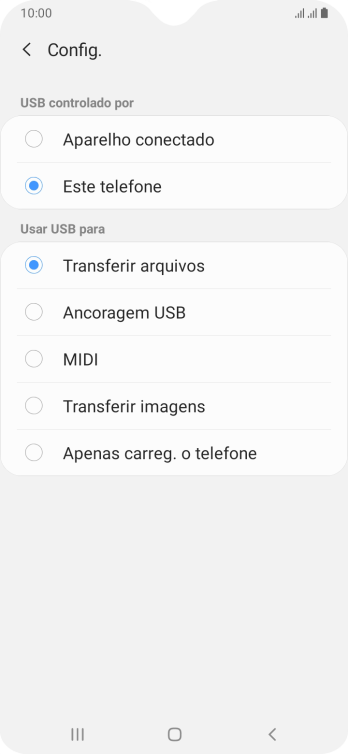 Pressione Transferir arquivos para ativar a função. Pressione Transferir arquivos para ativar a função.