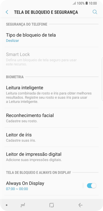 Pressione Leitor de íris. Pressione Leitor de íris.