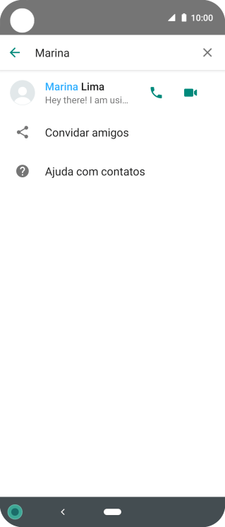 Pressione o ícone de chamada de voz para realizar uma chamada de voz para o contato. Pressione o ícone de chamada de voz para realizar uma chamada de voz para o contato.