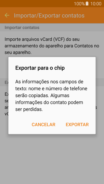 Pressione EXPORTAR. Pressione EXPORTAR.