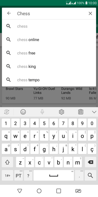 Insira o nome ou assunto do app desejado, e pressione o ícone de busca. Insira o nome ou assunto do app desejado, e pressione o ícone de busca.