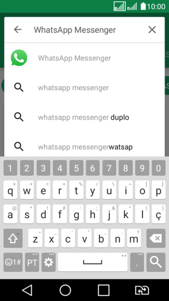 Digite WhatsApp Messenger, e pressione o ícone de busca. Digite WhatsApp Messenger, e pressione o ícone de busca.