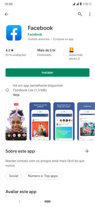 Pressione Instalar, e siga as indicações da tela para instalar o app. Pressione Instalar, e siga as indicações da tela para instalar o app.