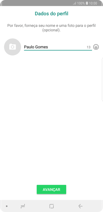 Digite o nome do usuário, e pressione AVANÇAR. Digite o nome do usuário, e pressione AVANÇAR.