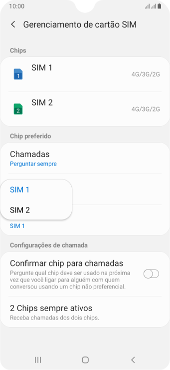 Pressione o chip desejado. Pressione o chip desejado.