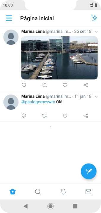 Pressione o ícone de novo tweet. Pressione o ícone de novo tweet.