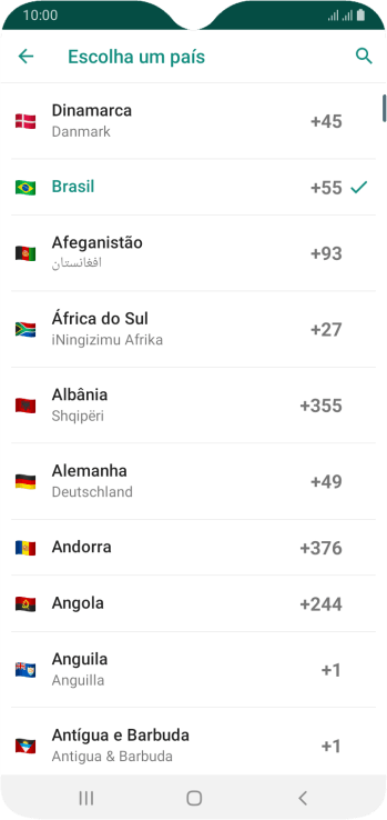 Pressione o país desejado. Pressione o país desejado.