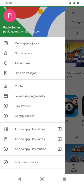 Pressione Configurações. Pressione Configurações.