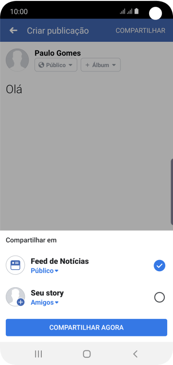 Pressione o campo ao lado das configurações desejadas. Pressione o campo ao lado das configurações desejadas.