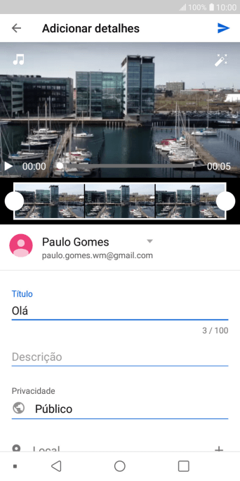 Escreva o texto desejado, e pressione o ícone de upload. Escreva o texto desejado, e pressione o ícone de upload.