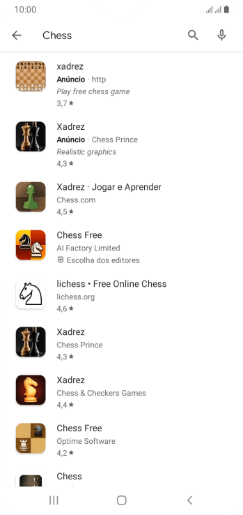Pressione o app desejado. Pressione o app desejado.