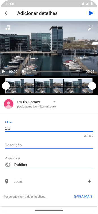 Escreva o texto desejado, e pressione o ícone de upload. Escreva o texto desejado, e pressione o ícone de upload.